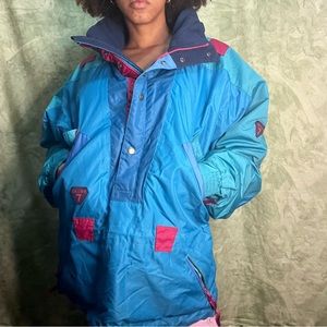 Degre Bright Blue and Pink Vintage Thick Jacket